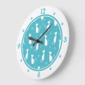 Blauwgroen en wit kattenpatroon grote klok (Hoek)