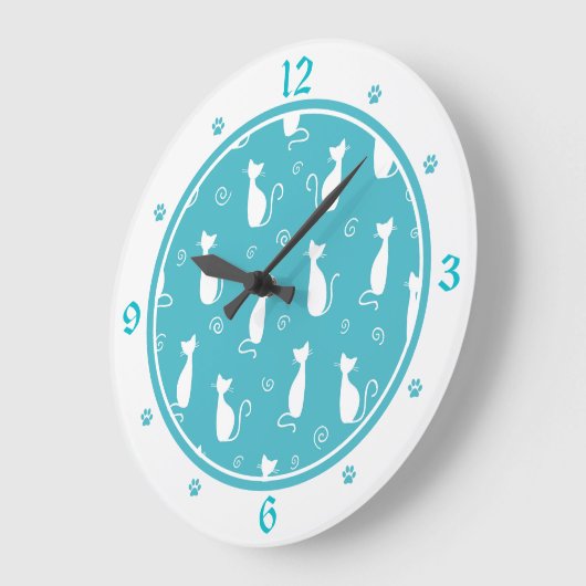 Blauwgroen en wit kattenpatroon grote klok (Hoek)
