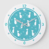 Blauwgroen en wit kattenpatroon grote klok (Voorkant)