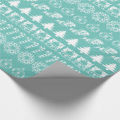 Blauwgroen en wit kerstpatroon cadeaupapier (Hoek)