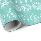 Blauwgroen en wit kerstpatroon cadeaupapier (Rol Hoek)