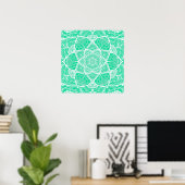 Blauwgroen en wit Mandala - Loergann in Cedar Poster (Thuiskantoor)