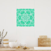 Blauwgroen en wit Mandala - Loergann in Cedar Poster (Keuken)