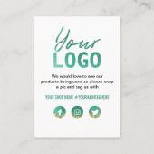 Blauwgroen en wit met Gold Glitter Dank u Logo Visitekaartje (Achterkant)