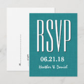 Blauwgroen en wit Modern RSVP Wedding Response V7 Uitnodiging Briefkaart (Voorkant / Achterkant)