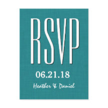 Blauwgroen en wit Modern RSVP Wedding Response V7