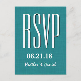 Blauwgroen en wit Modern RSVP Wedding Response V7 Uitnodiging Briefkaart