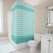 Blauwgroen en wit Modern Sharp Waves Douchegordijn (In situ)
