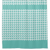 Blauwgroen en wit Modern Sharp Waves Douchegordijn (Voorkant)