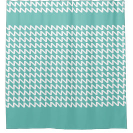 Blauwgroen en wit Modern Sharp Waves Douchegordijn