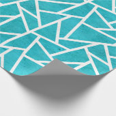 Blauwgroen en wit mozaïekpatroon cadeaupapier (Hoek)