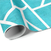 Blauwgroen en wit mozaïekpatroon cadeaupapier (Rol Hoek)