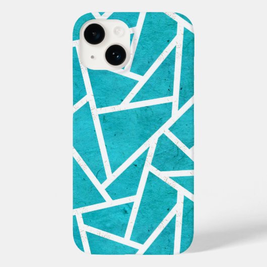 Blauwgroen en wit mozaïekpatroon Case-Mate iPhone case (Achterkant)