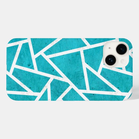 Blauwgroen en wit mozaïekpatroon Case-Mate iPhone case (Achterkant (horizontaal))