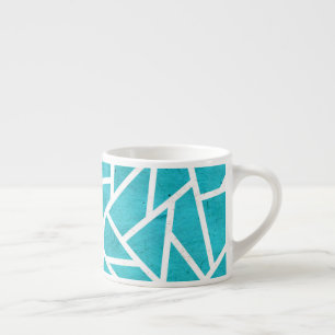 Blauwgroen en wit mozaïekpatroon espresso kop