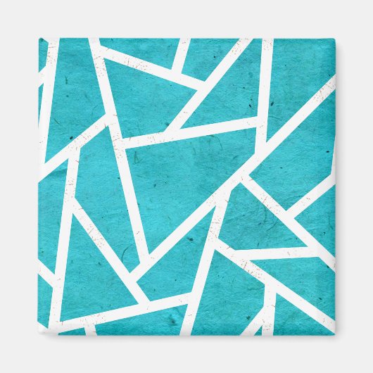 Blauwgroen en wit mozaïekpatroon magneet (Voorkant)