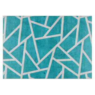 Blauwgroen en wit mozaïekpatroon snijplank