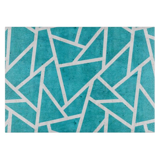 Blauwgroen en wit mozaïekpatroon snijplank (Voorkant)