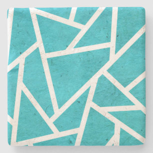 Blauwgroen en wit mozaïekpatroon stenen onderzetter