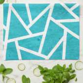 Blauwgroen en wit mozaïekpatroon theedoek (Gevouwen)