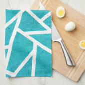 Blauwgroen en wit mozaïekpatroon theedoek (Quarter Fold)