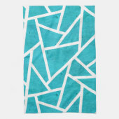 Blauwgroen en wit mozaïekpatroon theedoek (Verticaal)