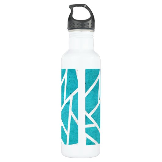 Blauwgroen en wit mozaïekpatroon waterfles  (Achterkant)