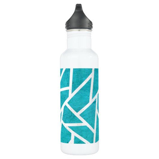 Blauwgroen en wit mozaïekpatroon waterfles  (Rechts)