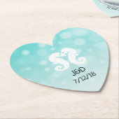 Blauwgroen en wit Onderzetter van het Seahorse Wed (Gekanteld)