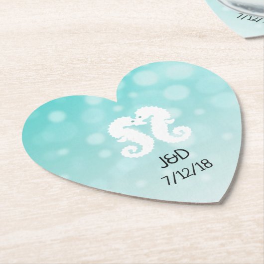 Blauwgroen en wit Onderzetter van het Seahorse Wed (Gekanteld)