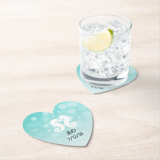 Blauwgroen en wit Onderzetter van het Seahorse Wed (Insitu)