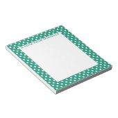 Blauwgroen en wit Polka dot custom notitieblok (Schuin)