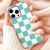 Blauwgroen en wit schaakbord Case-Mate iPhone case