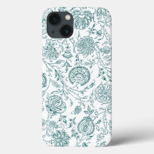 Blauwgroen en wit ventilatorpatroon iPhone 13 hoesje