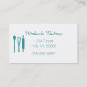 Blauwgroen en wit visitekaartje (Achterkant)