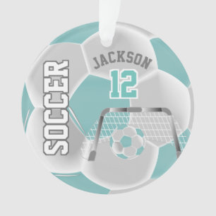 Blauwgroen en wit ⚽ Voetbal Ornament