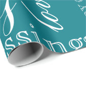 Blauwgroen en Wit-Word Art kerstpapier Cadeaupapier (Rol Hoek)