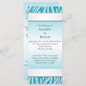 Blauwgroen en wit Zebra Diamond Wedding Programme Programmakaart (Voorkant / Achterkant)