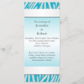 Blauwgroen en wit Zebra Diamond Wedding Programme Programmakaart (Voorkant)