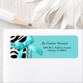 Blauwgroen en wit Zebra gestreept met zilveren par Etiket (Insitu)