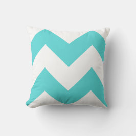 Blauwgroen en wit Zig Zag Pillow Kussen