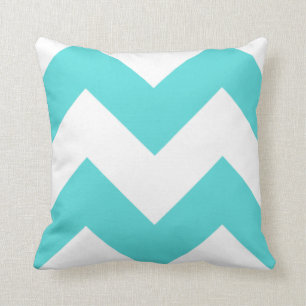 Blauwgroen en wit Zig Zag Pillow Kussen