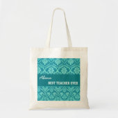 Blauwgroen en witte beste leraar ooit op maat V6 Tote Bag (Voorkant)