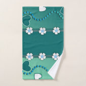 Blauwgroen en Witte Bloemen Hoortdoekset Bad Handdoek (Handdoek)