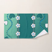 Blauwgroen en Witte Bloemen Hoortdoekset Bad Handdoek (Handdoek)