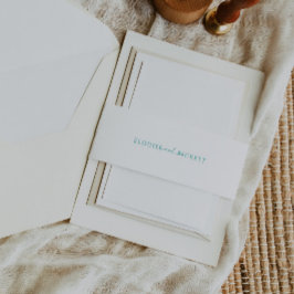 Blauwgroen en witte bruiloft nodigen Belly Band ui Uitnodigingen Wikkel