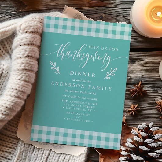 Blauwgroen en witte buffelcontrole Thanksgiving di Kaart