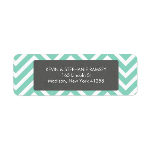 Blauwgroen en witte Chevron Etiket (Voorkant)