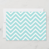 Blauwgroen en Witte Chevron Foto Wedding Invitatio Kaart (Achterkant)