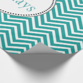 Blauwgroen en witte chevron zigzag prettige feestd cadeaupapier (Hoek)